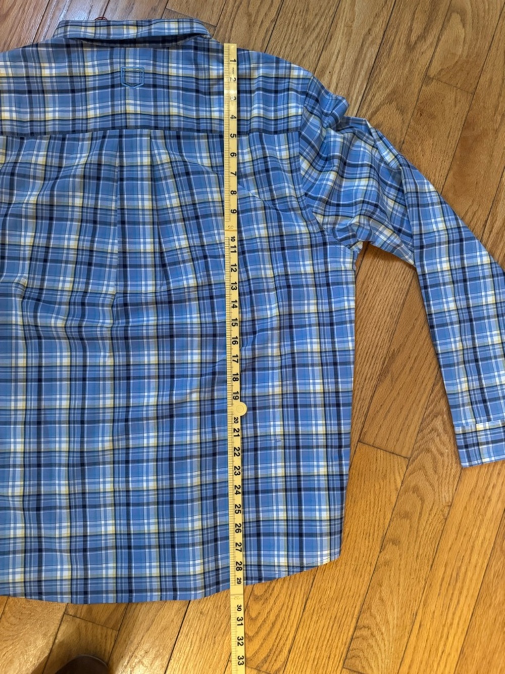 Scottevest Mens Blue Plaid Ozark Button Down Shirt Sz L Casual Office 5 Pocket - Picture 12 of 13